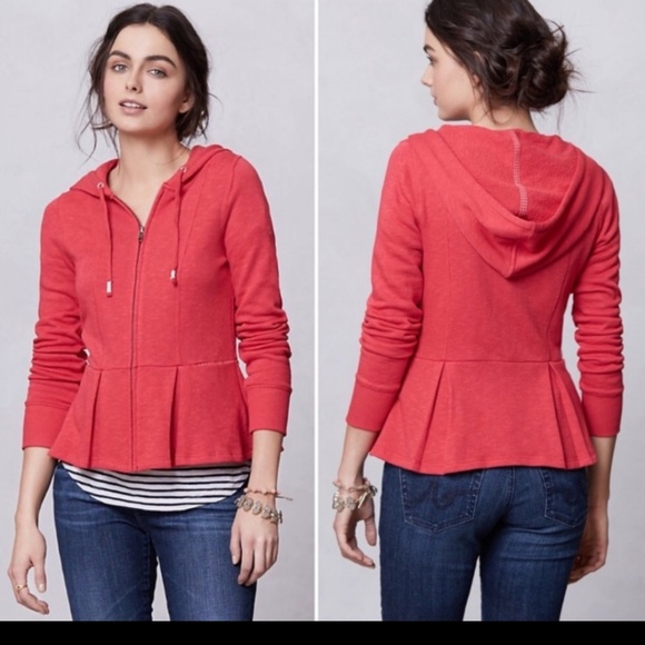 Anthropologie Tops - Anthropologie Saturday Sunday Peplum Hoodie Size L